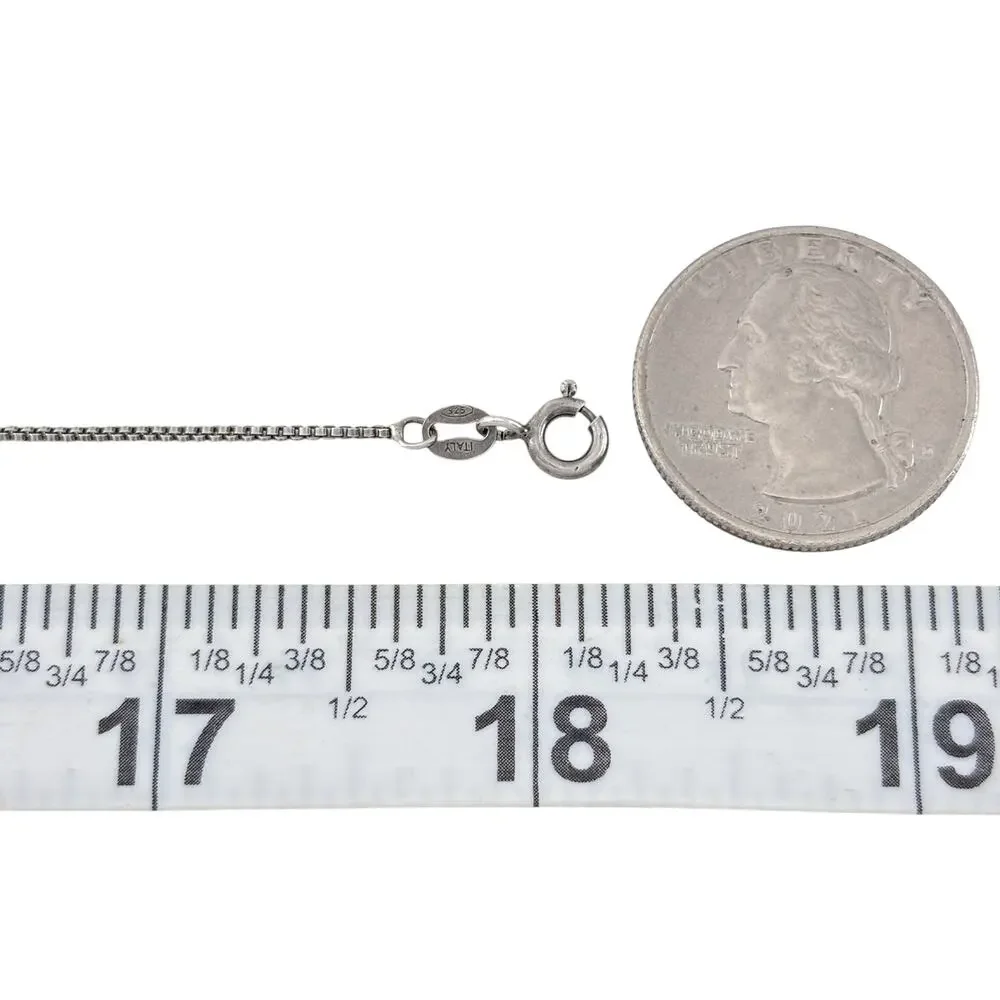 Vintage Italy Sterling Silver 925 Box Chain Necklace 18
